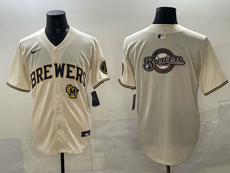 Men Milwaukee Brewers blank cream Nike MLB 2025 Jersey 005